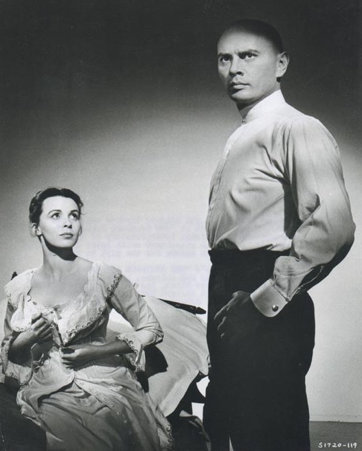 Yul and Clair Bloom pose for a Brothers Karamazov publicity shot